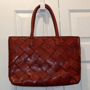 Wilsons Leather Pelle Studio Woven Red Leather Purse Handbag